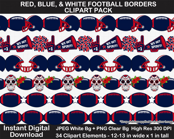 Love these fun red, blue, and white football borders for scrapbooks, signs, and bulletin boards. Go Texans!