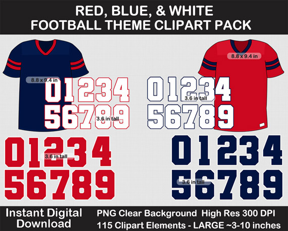 Love these fun red, blue, white football theme clipart pack!