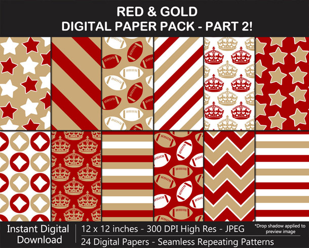Love these fun red and gold digital papers!