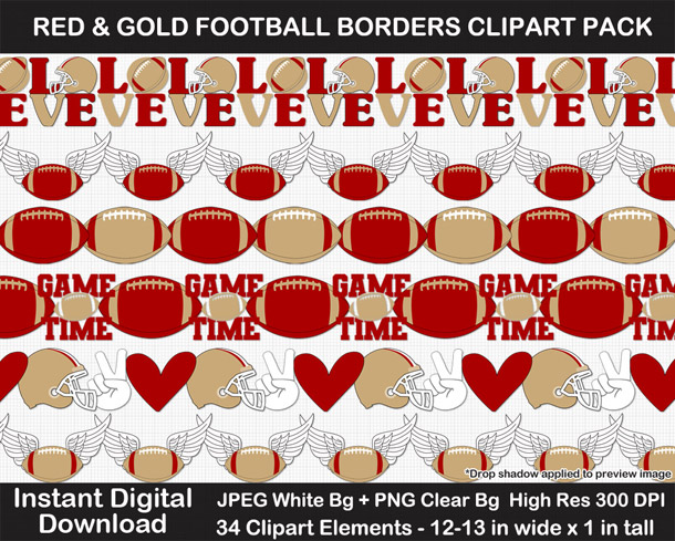 Love these fun red and gold football borders for scrapbooks, signs, and bulletin boards. Go Niners!