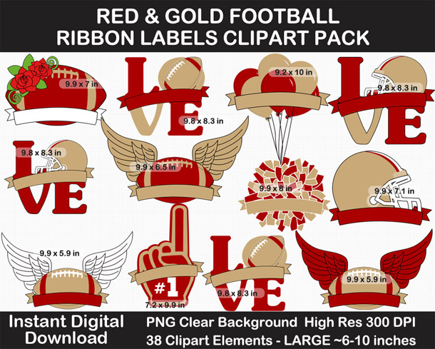 Love these fun Red and Gold Ribbon Labels Clipart - Go Niners!