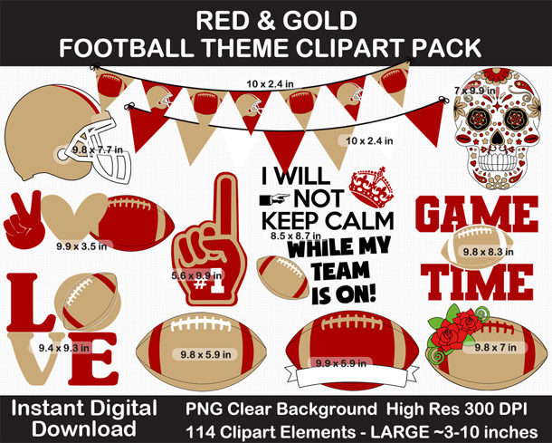 Love these fun football clipart! Go Niners!