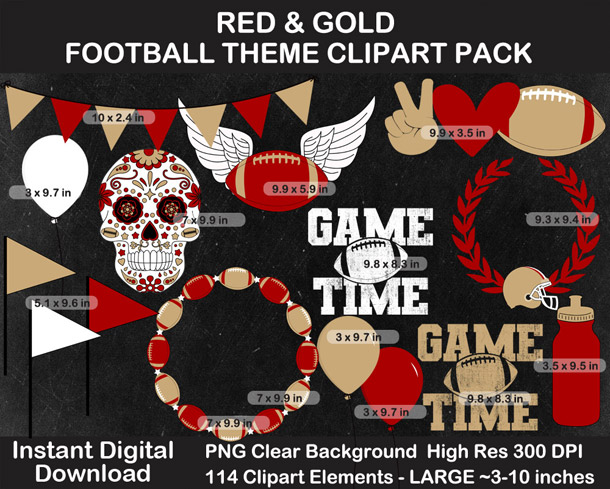 Love these fun Red and Gold Football Theme Clipart - Letters, Numbers, Punctuation - Go Niners!