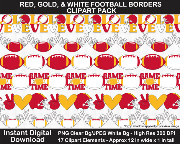 Love these fun red, gold, and white football borders for scrapbooks, signs, and bulletin boards. Go Chiefs!