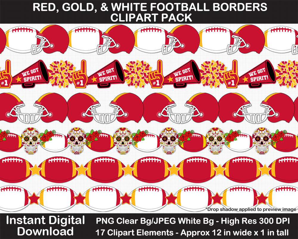 Love these fun red, gold, and white football borders for scrapbooks, signs, and bulletin boards. Go Chiefs!
