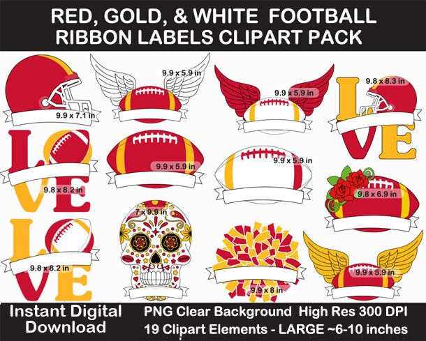 Love these fun Red, Gold, and White Football Ribbon Labels - Go Chiefs!