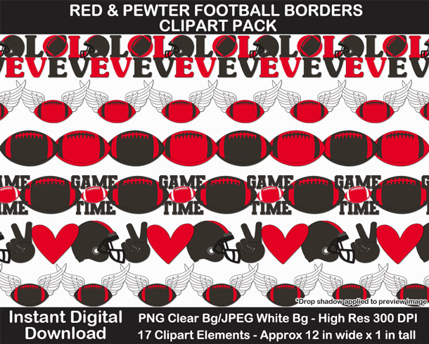Love these fun red and pewter football borders for scrapbooks, signs, and bulletin boards. Go Buccs!