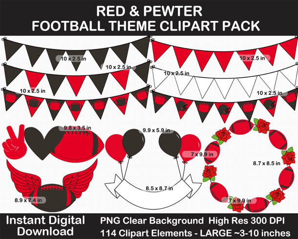 Love these fun Red and Pewter Football Theme Clipart - Letters, Numbers, Punctuation - Go Buccs!