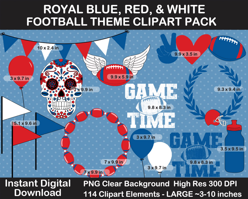 Love these fun Royal Blue, Red, and White Football Theme Clipart - Letters, Numbers, Punctuation - Go Bills!