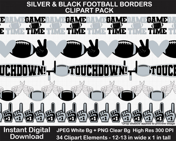 Love these fun silver and black football borders for scrapbooks, signs, and bulletin boards. Go Raiders!