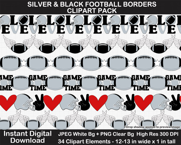 Love these fun silver and black football borders for scrapbooks, signs, and bulletin boards. Go Raiders!