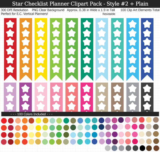Love these rainbow star checklist clipart for my Erin Condren vertical planner - 100 colors