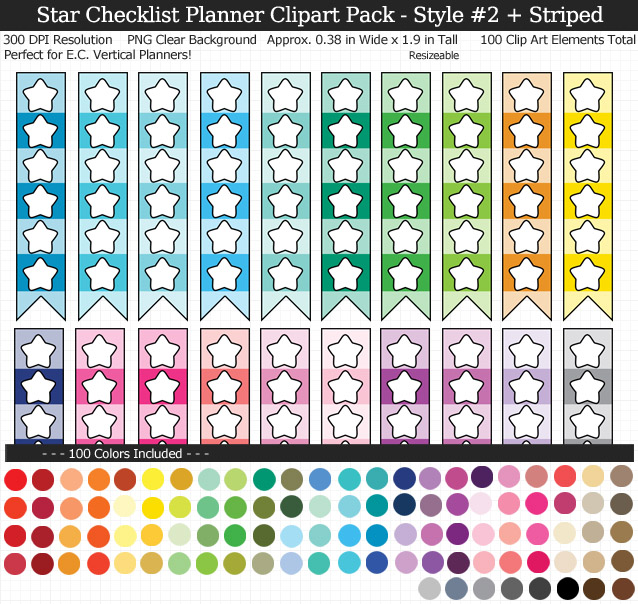 Love these rainbow star checklist clipart for my Erin Condren vertical planner - 101 colors