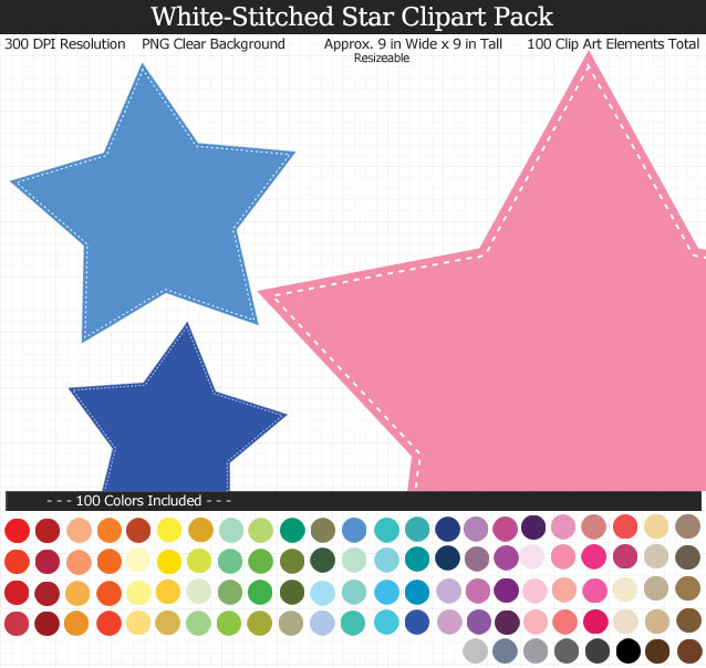 Stitched Stars Clipart Pack