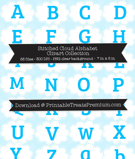 Stitched Cloud Alphabet Clipart Collection