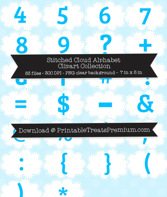 Stitched Cloud Alphabet Clipart Collection