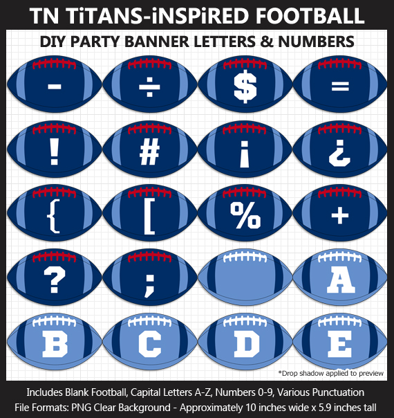 Love these fun Tennessee Titans Football clipart for game day decoration - Letters, Numbers, Punctuation