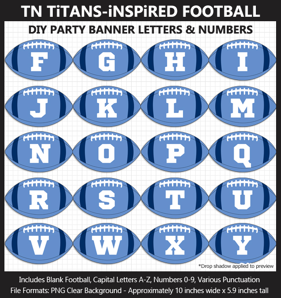 Love these fun Tennessee Titans Football clipart for game day decoration - Letters, Numbers, Punctuation