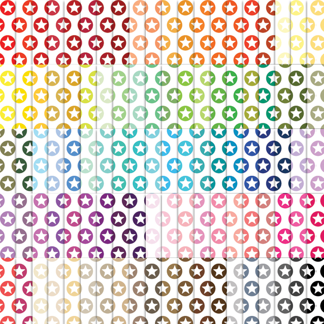 100 Colors White Background Circle Stars Digital Paper Pack