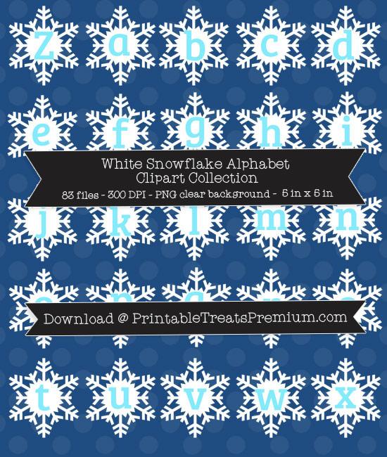White Snowflake Alphabet Clipart Collection