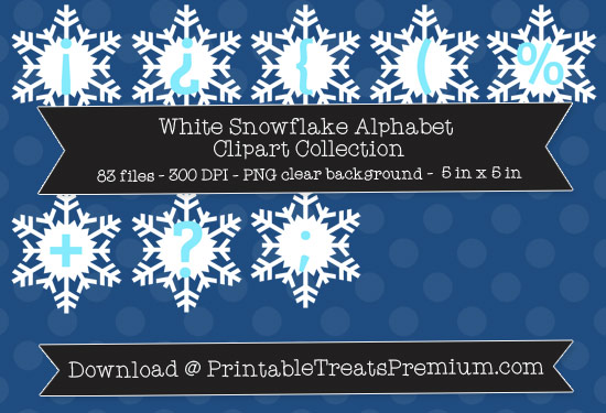 White Snowflake Alphabet Clipart Collection